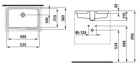Laufen LIVING CITY vestavěné umyvadlo 49 cm, oboustranně glazováno, bílá   H8124300001551